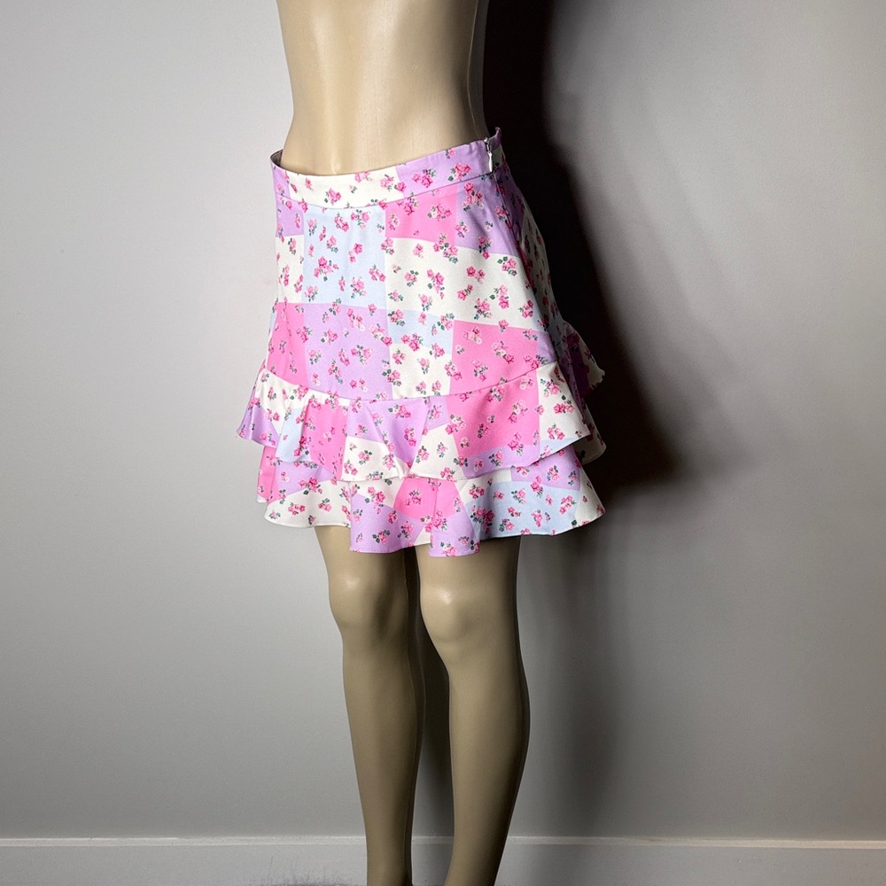 Sugar Thrillz Pastel Patchwork Ruffle Mini Skirt - Pink & Lavender - Picture 4 of 10